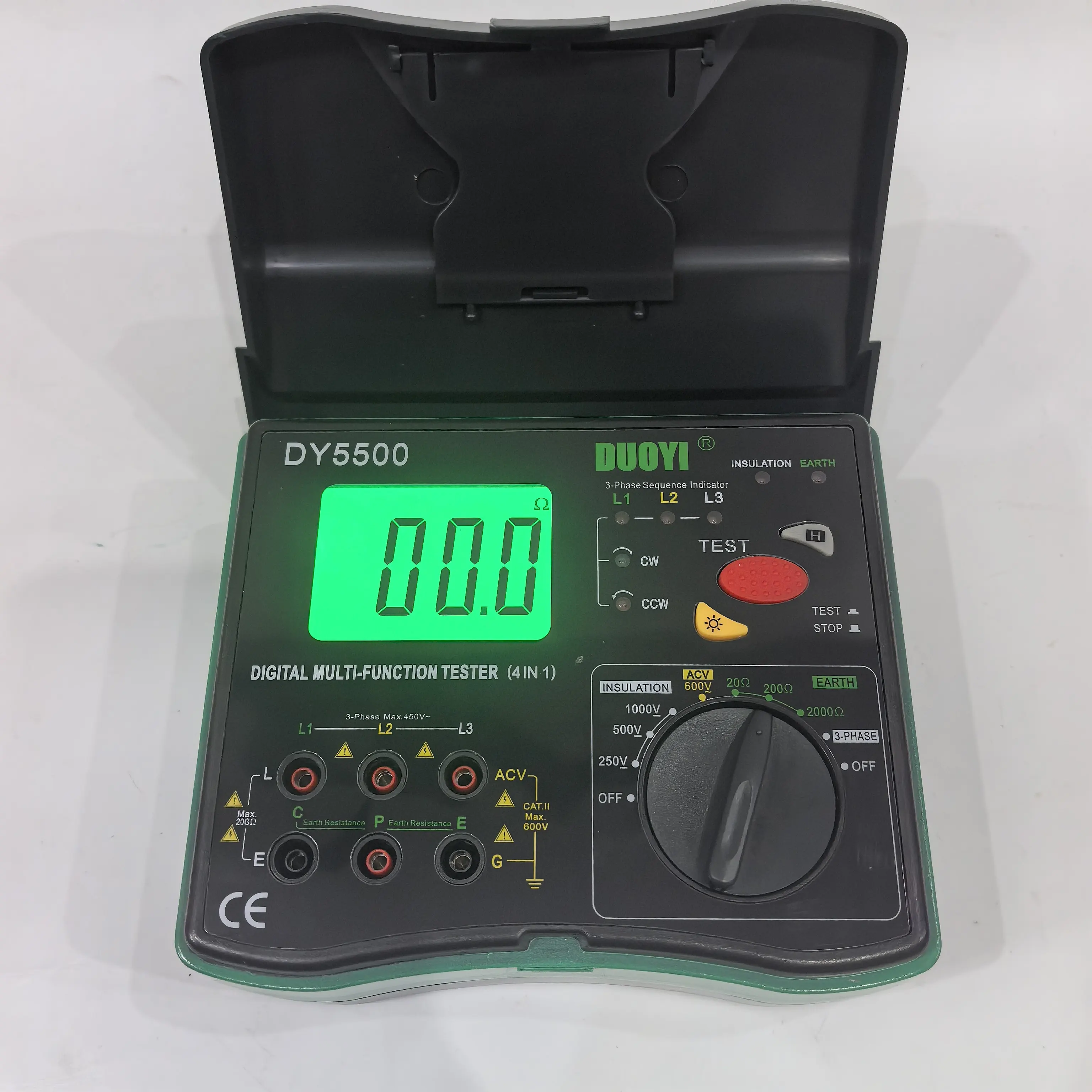 DY5500 4 in 1 Digital Multi-Function Tester Insulation Earth Resistance Tester 1000V Megohmmeter AC 600V Phase Sequence Checker