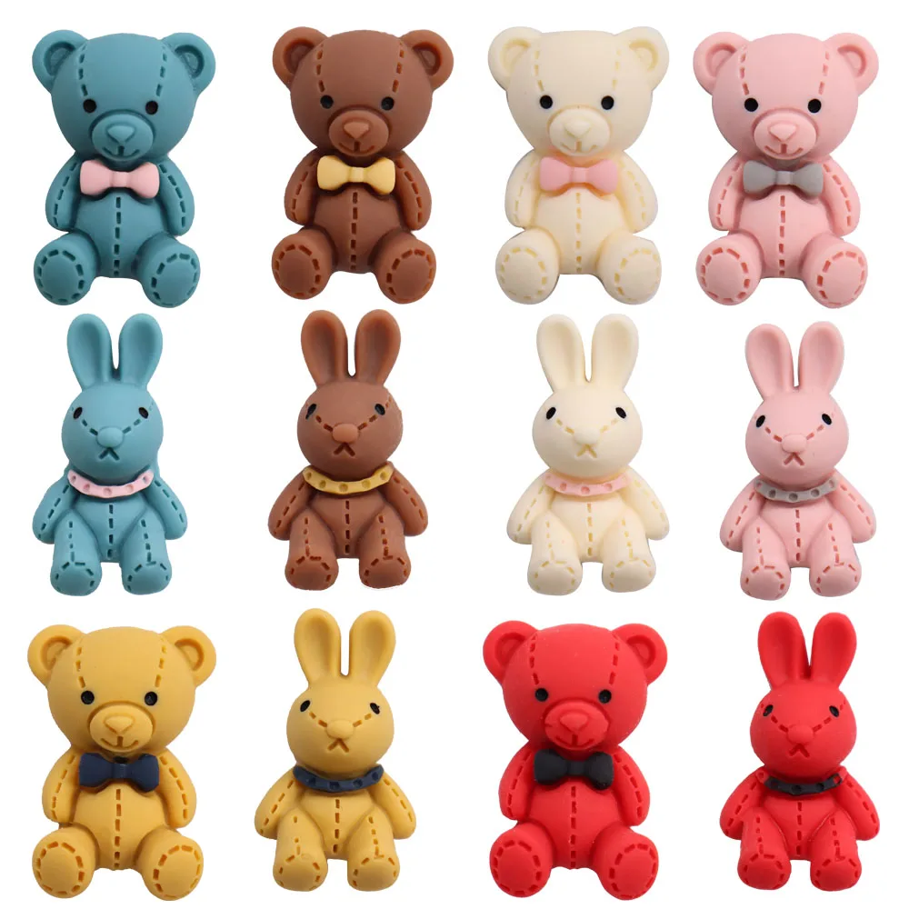 Single Sale 1pcs Resin Shoe Charms Kawaii Colorful Bear Rabbit Shoe Decoration Buckle Sandals Ornaments for Bands Kid Party Gift