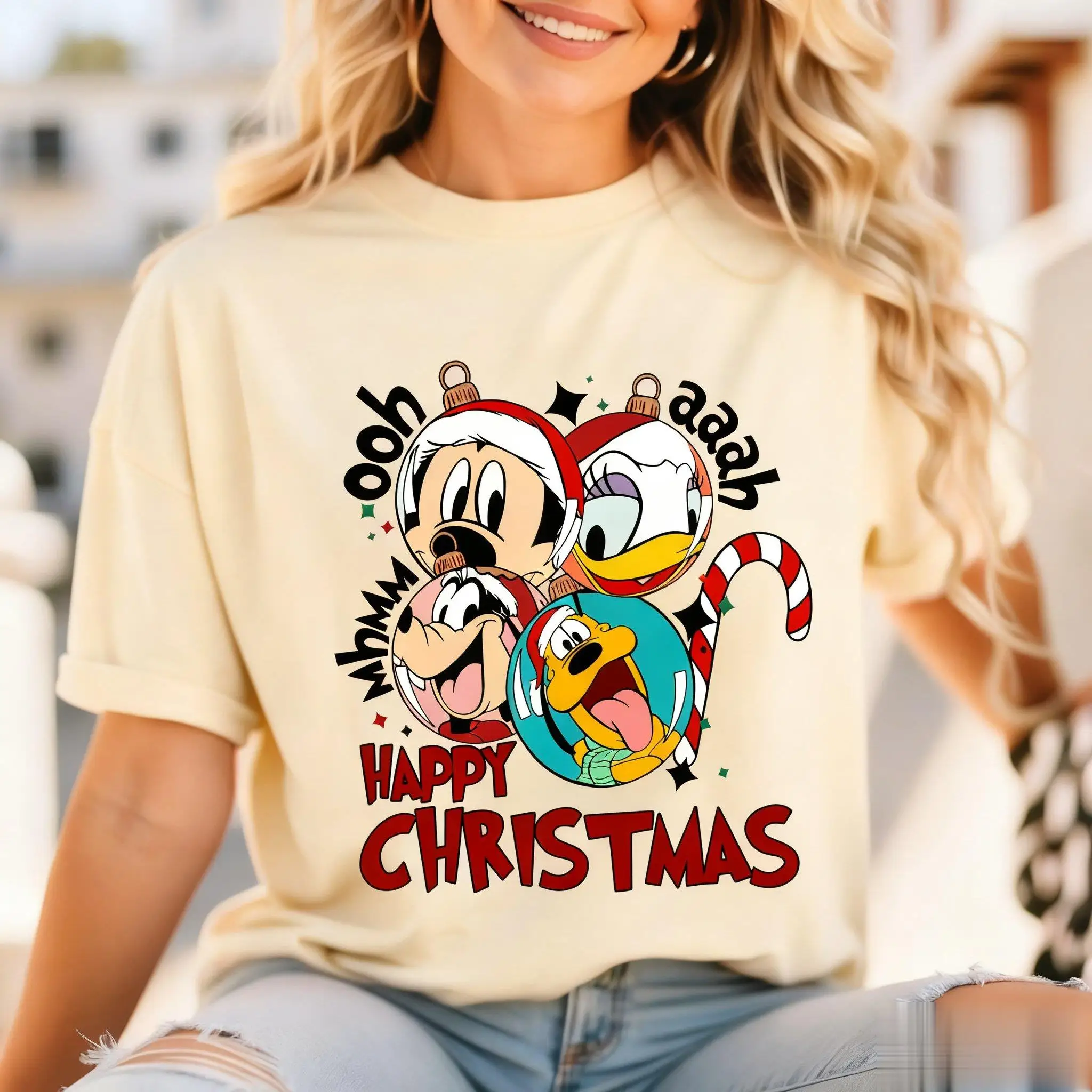 

Disney Mickey Mouse Christmas T Shirt Women Men Cotton Short Sleeve Tee Minnie Daisy Print Loose Casual Top Y2k Streetwear Trend