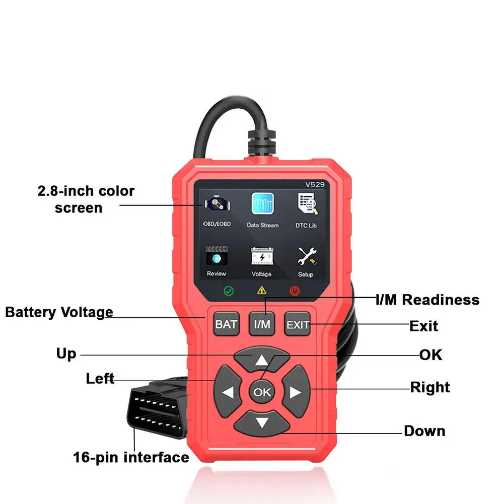 أداة تشخيص السيارة محرك السيارة قارئ رمز الخطأ أداة تشخيصية الماسح الضوئي obd المهنية يدعم 10 لغات