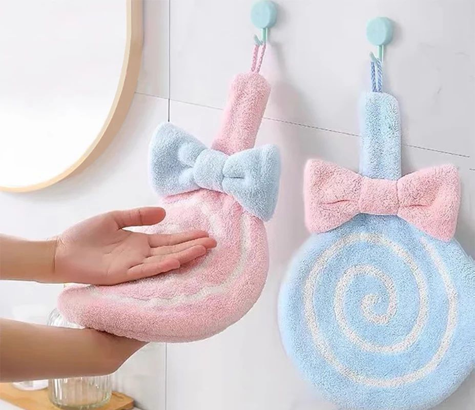 Toalla de mano con estampado de animales para niños, paño de baño con fuerte absorción de agua, colgante, Kawaii