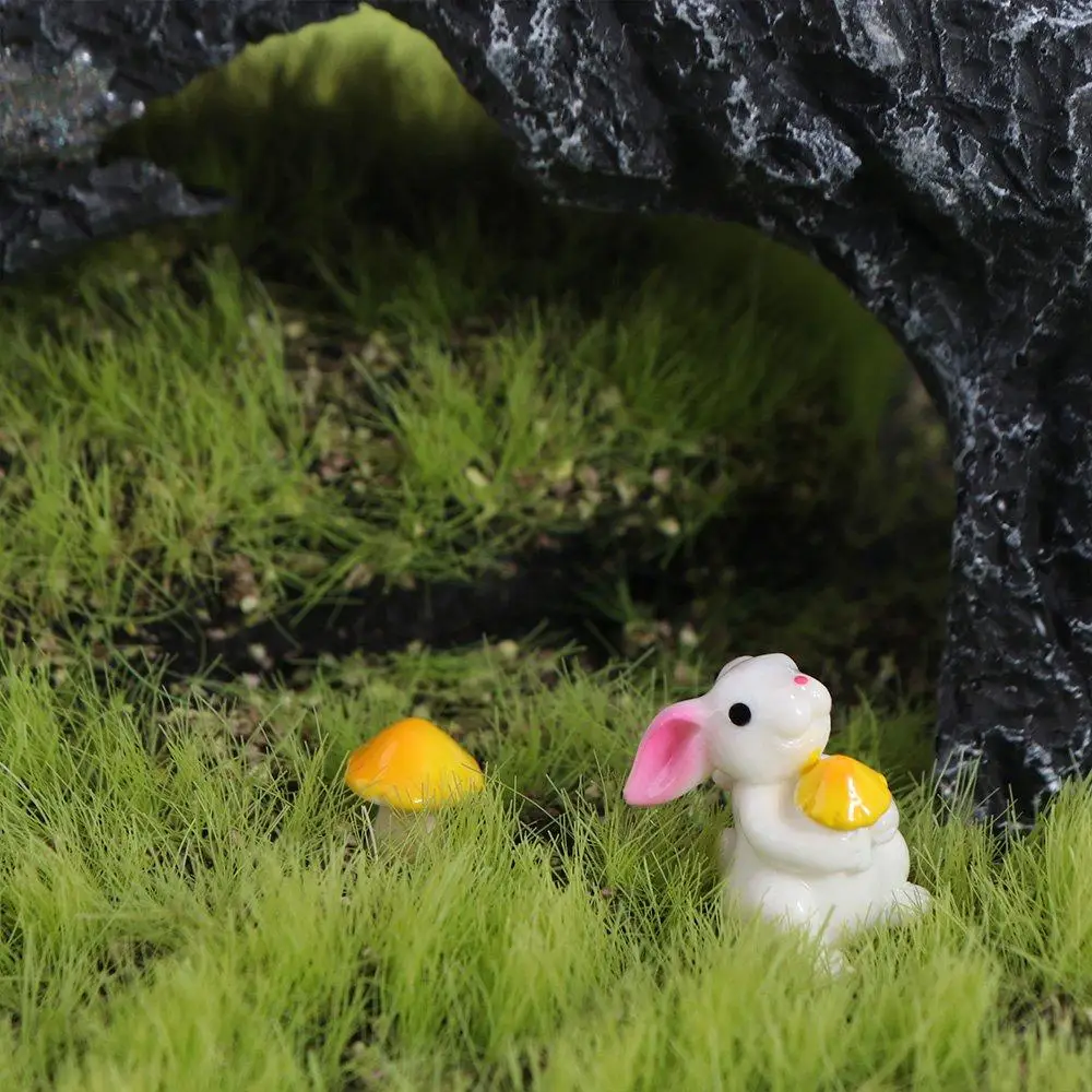 Funny Micro Landscape Simulation Mushrooms Bunny Mini Cartoon Resin Mushroom Ornaments 3D Garden Rabbit Model Outdoor