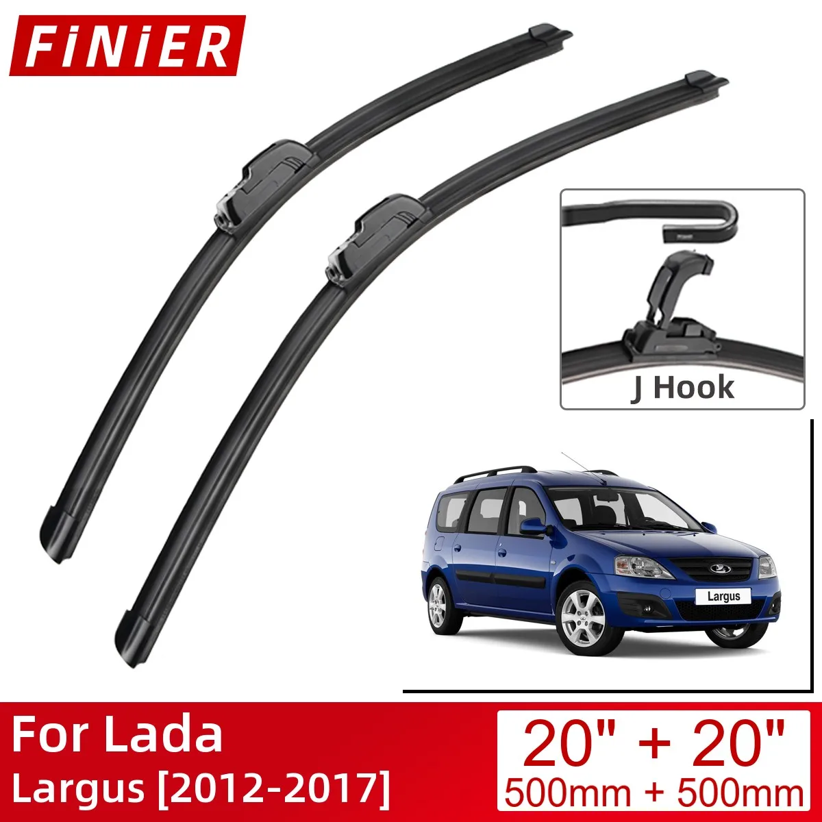 

For Lada Largus 2012-2017 20"+20" Car Accessories Front Windscreen Wiper Blade Brushes Wipers U Type J Hooks 2017 2016 2015