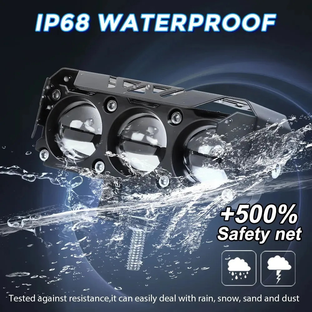 オートバイ LED 信号スポットライトデュアルカラー Hi/ロービームレンズヘッドライトドライビングライトフォグランプ車のトラック SUV UTV 12V 24V HID