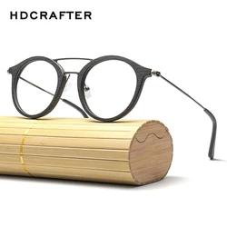 HDCRAFTER round eye glasses frames for women Wood Grain Optical Glasses Frame with clear Lens Men Women Reading Glasses
