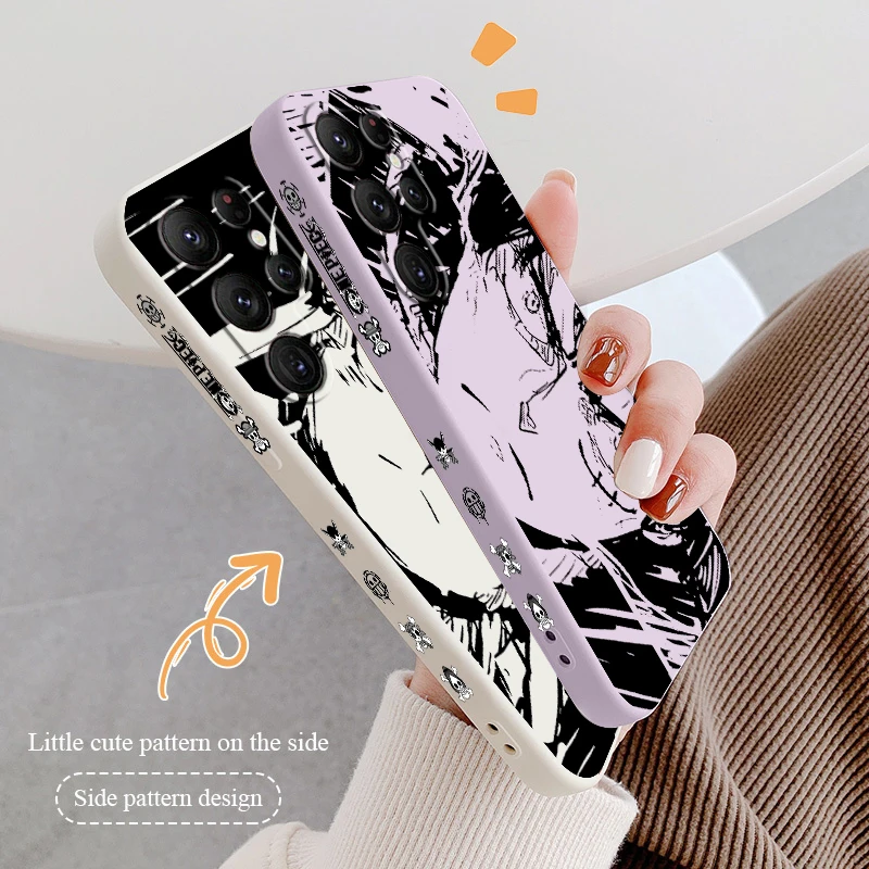 One Piece Luffy Phone Case For Samsung Galaxy S24 S23 S22 S21 S20 FE S10 Plus Lite Ultra 5G Liquid Left Rope Cover