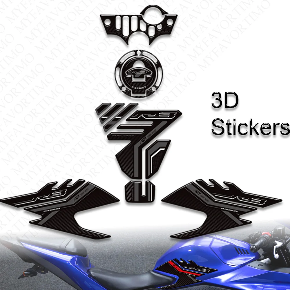 

Наклейка-накладка на коленчатый упор для YZF-R3, защитная наклейка YZFR3 для боковой ручки топливного бака мотоцикла, комплект накладок на крышку топливного бака 2017-2025