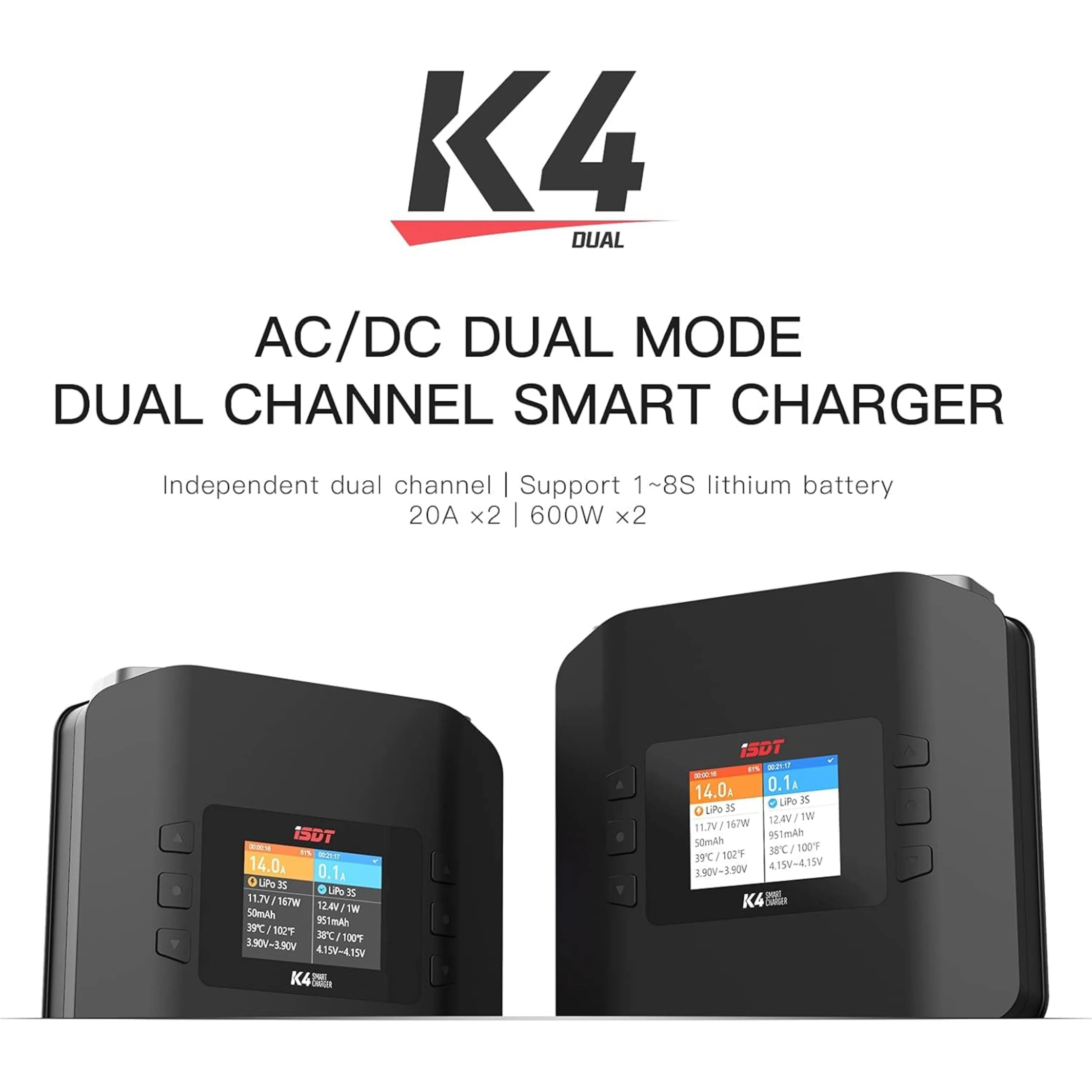 Isdt K4 Dual Lipo Charger - ISDT K4 400W AC 600W DC