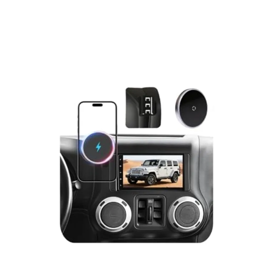 

Держатель для телефона в автомобиль для Wrangler 2011-2016 2017, магнитное крепление Magsafe, беспроводная зарядка 15 Вт, для приборной панели