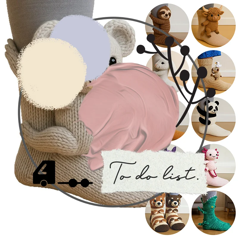 

3D Knit Animal Sloth Socks,2025 Christmas Socks For Wome Collection Fun Cute Plush Animals Hug Crew Socks For Child
