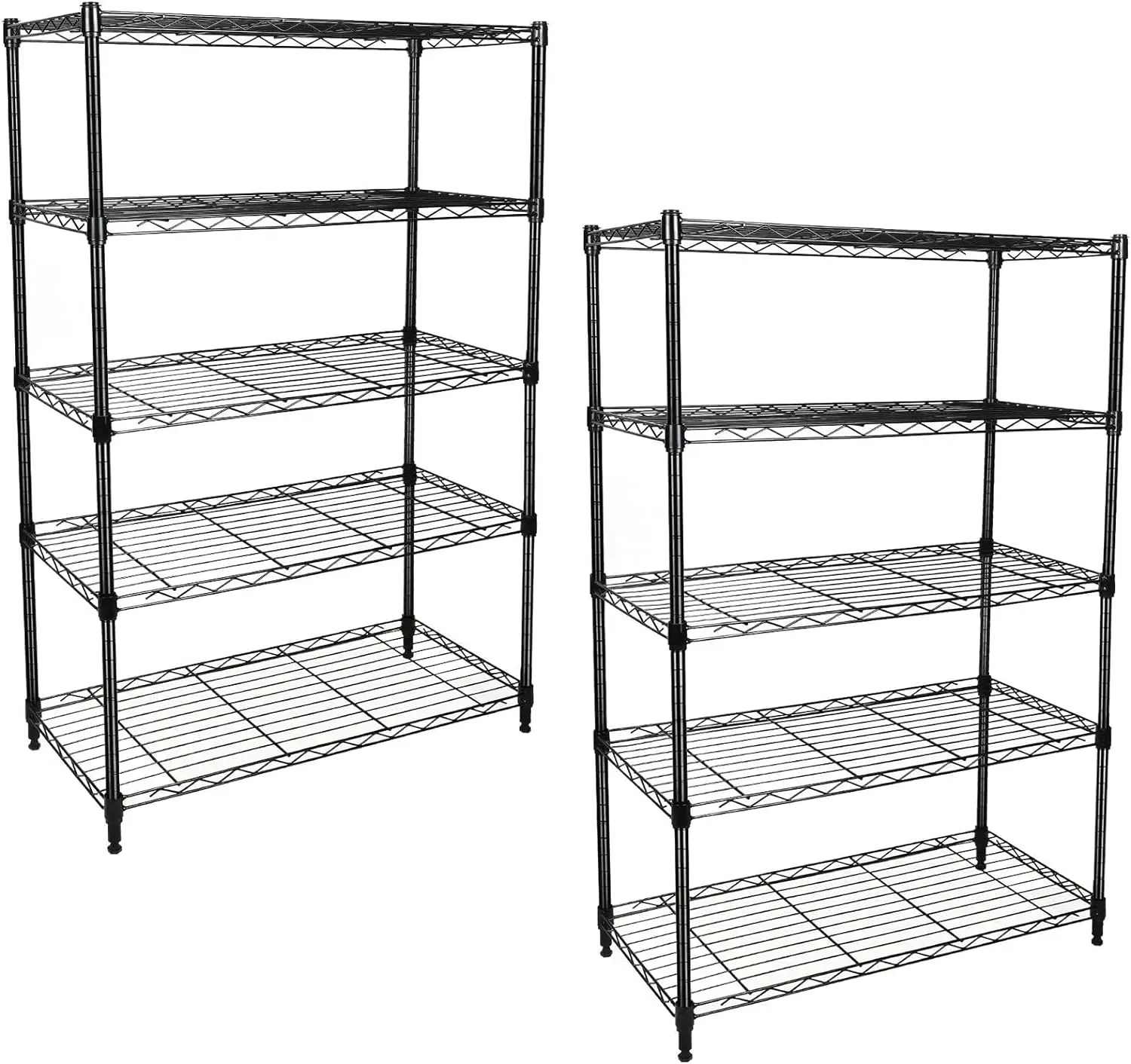 Simple Deluxe 5-Tier Heavy Duty Storage Shelving Unit,Black,36L x 14W x 60H inch, (Pack of 2)