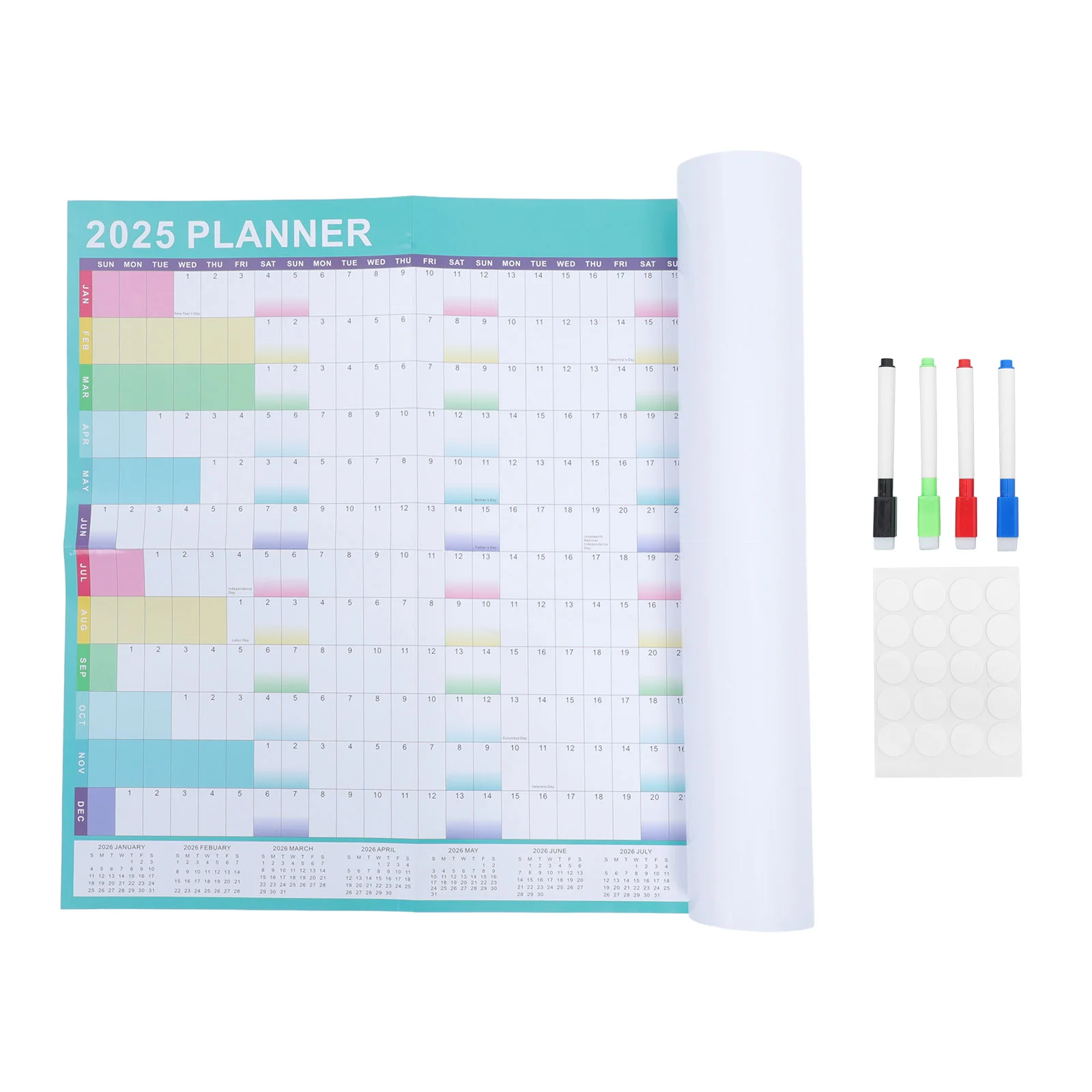 ปฏิทิน 2025 Plan Agenda Wall Planner กระดาษอเนกประสงค์การวางแผนกําหนดการรายปี Office Practical