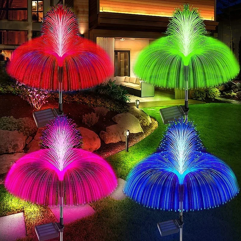 Double Solar Jellyfish LED Light para Garden Decor, impermeável Lawn Light, Pátio Yard Pathway Decor, lâmpada de chão, 7 cores