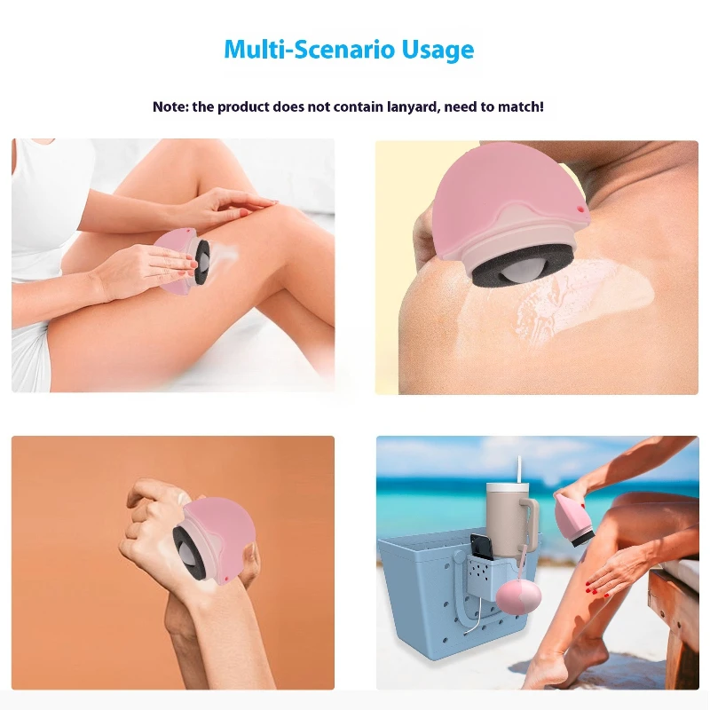 أداة توزيع أسطوانة السيليكون القابلة للفصل - لتطبيق الكريمة/الغسول الناعمة، كرة دوارة قابلة لإعادة الاستخدام برأس سيليكون ناعم