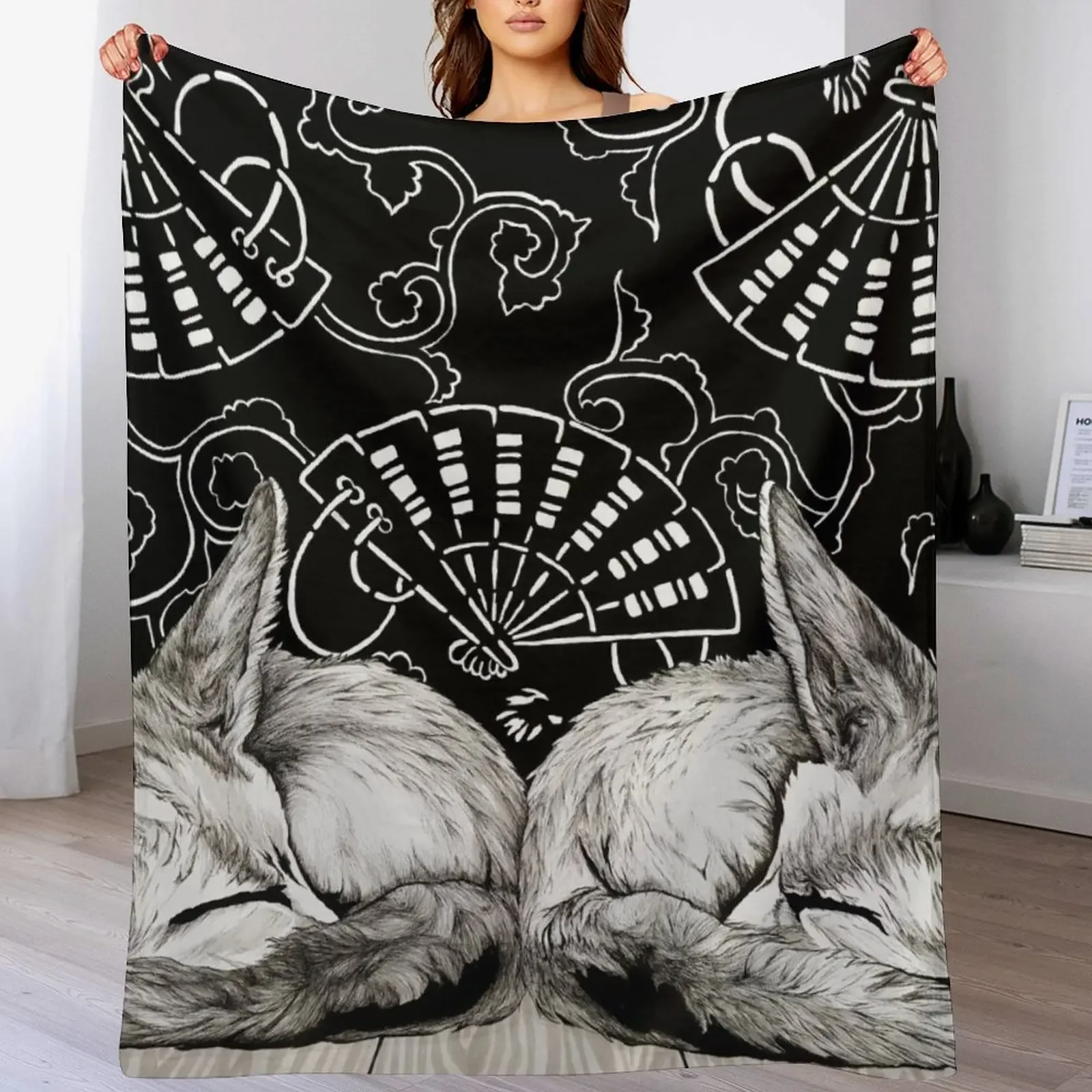 

Fennec Foxes Throw Blanket Bed covers Flannel Fabric Heavy Tourist Blankets