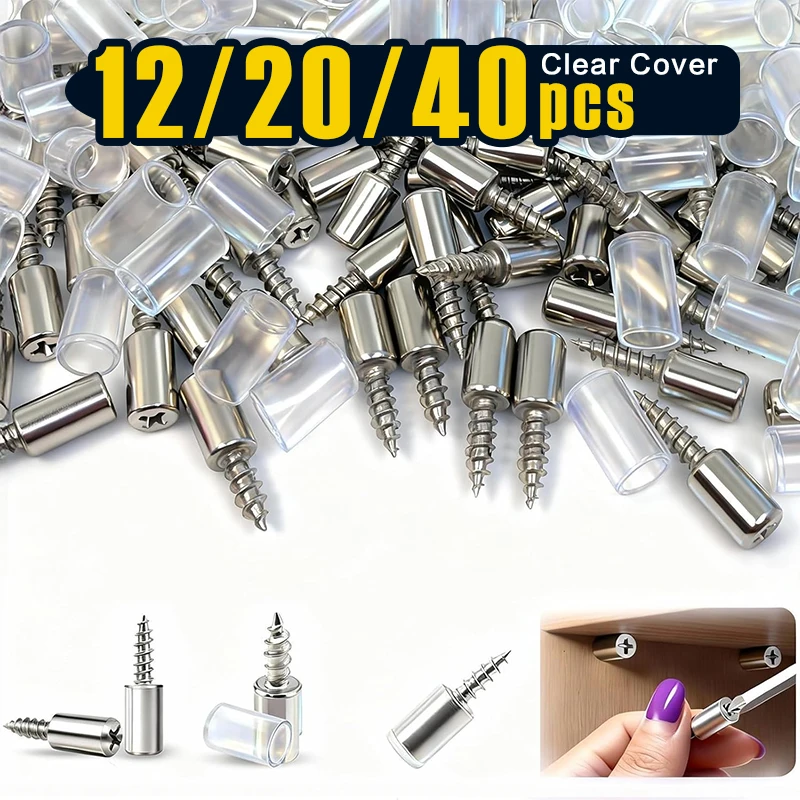 12/20/40 pcs, Self-Tapping Screws Cabinet Laminate Support, Shelf Support Pegs with Non-Slip Sleeve, Support Cabinet Shelf Pins