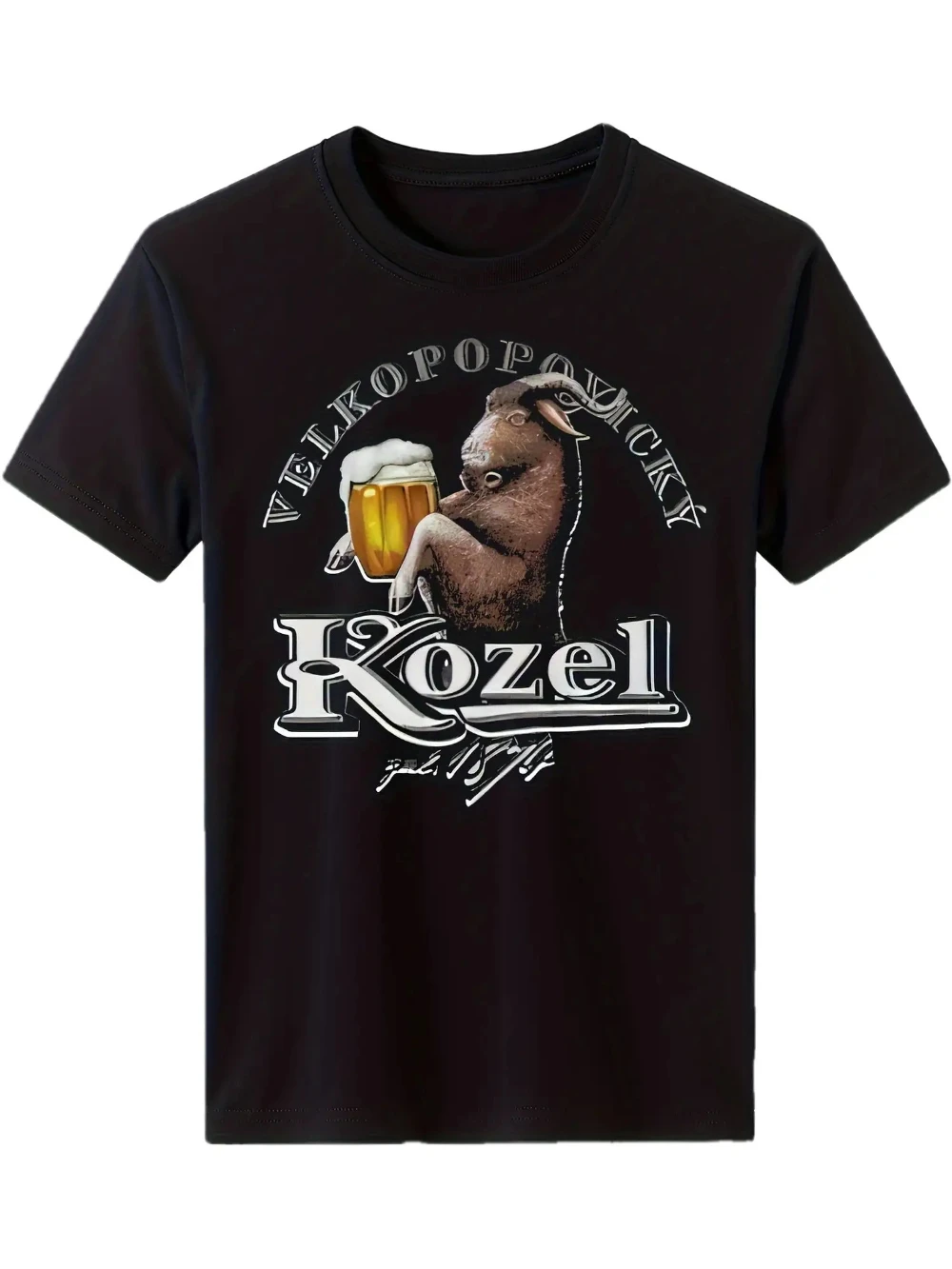 Camiseta divertida de cabra para beber cerveza para hombre, camiseta polaca con temática de Vodka, texto cirílico, suave, 50% /50%, pantalón corto informal de manga corta con cuello redondo