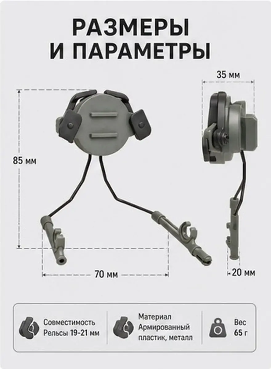 Rotating Headset Holder 19 to 21mm Rail Mount Earmuff Support with Cable Routing for Outdoor Gear