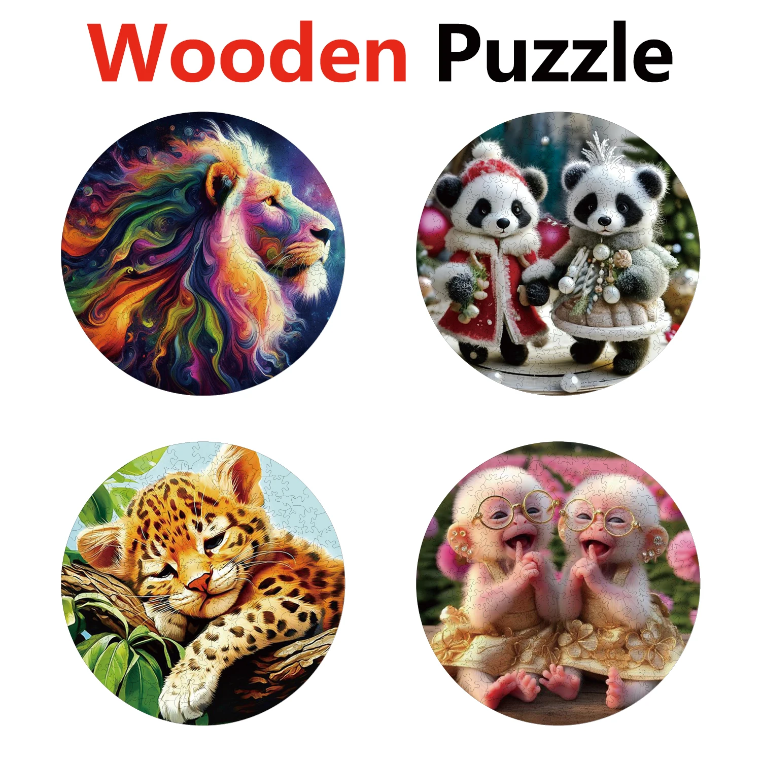 

Lion Panda Leopard Monkey Animal Puzzles High Quality Jigsaw Puzzle Wooden Puzzle Best Christmas Gift