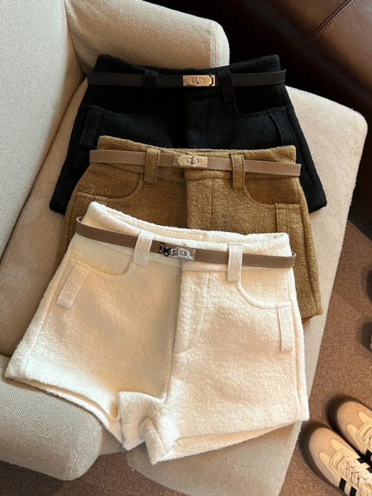 ハイウエストウールオートパンツ ブーツカットパンツ スリミングデザイン 秋冬暖かいパンツ 通勤 スレカラー ストレートレッグ