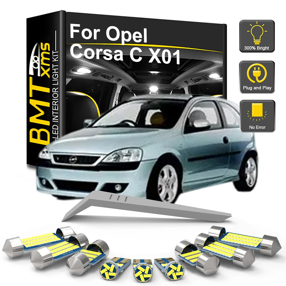 11/17PCS LED Interior Light Bulb Kit For Opel Corsa C X01 2001 2002 2003 2004 2005 2006 LED Car Dome Trunk Lamp Canbus,Map Dome