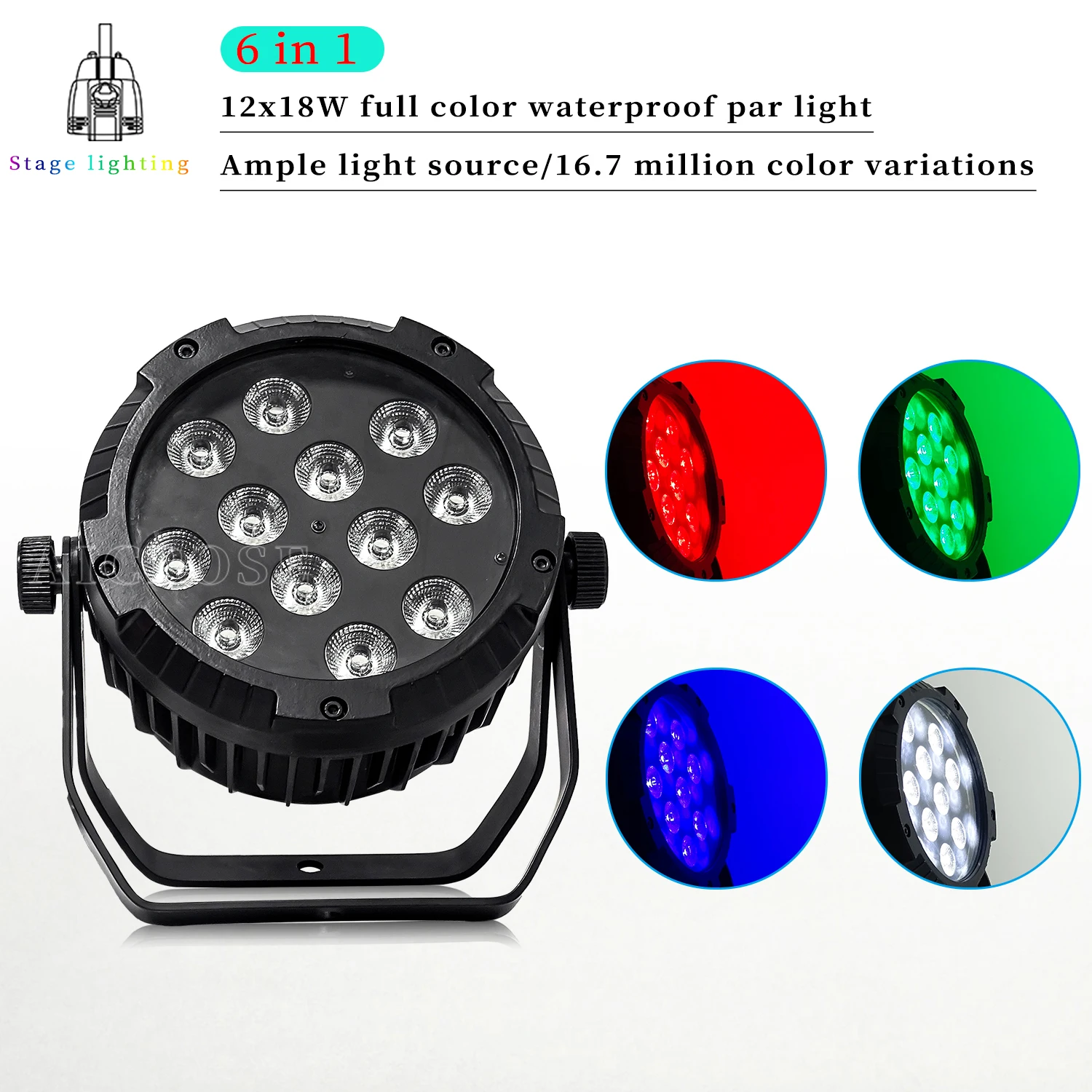 12x12W RGBW4 in 1 LED Par Light 12x18W RGBWA UV6 in 1 Stage Light IP65 Waterproof Outdoor Performance DJ Disco Stage Lighting