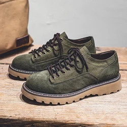 2024 Italian Brand Fashionable New Men's Work Shoes Retro Yellow Thick Soled Lace Up Men's Oxford Shoes Outdoor Hiking Shoes