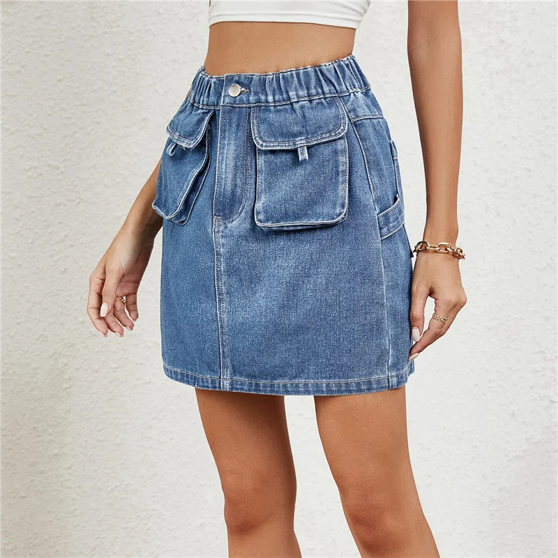 

Skirts For Women Trendy Y2k Cargo Denim Mini Skirt High Waisted Stretchy Jean Shorts