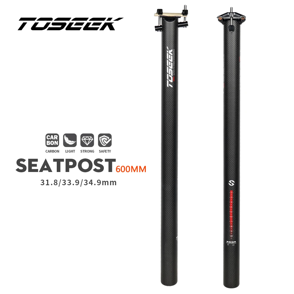 

TOSEEK Carbon Seatpost 31.8/33.9/34.9mm Matte Black Folding Bike Seat Post Length 600mm Seat Tube Bicycle Parts