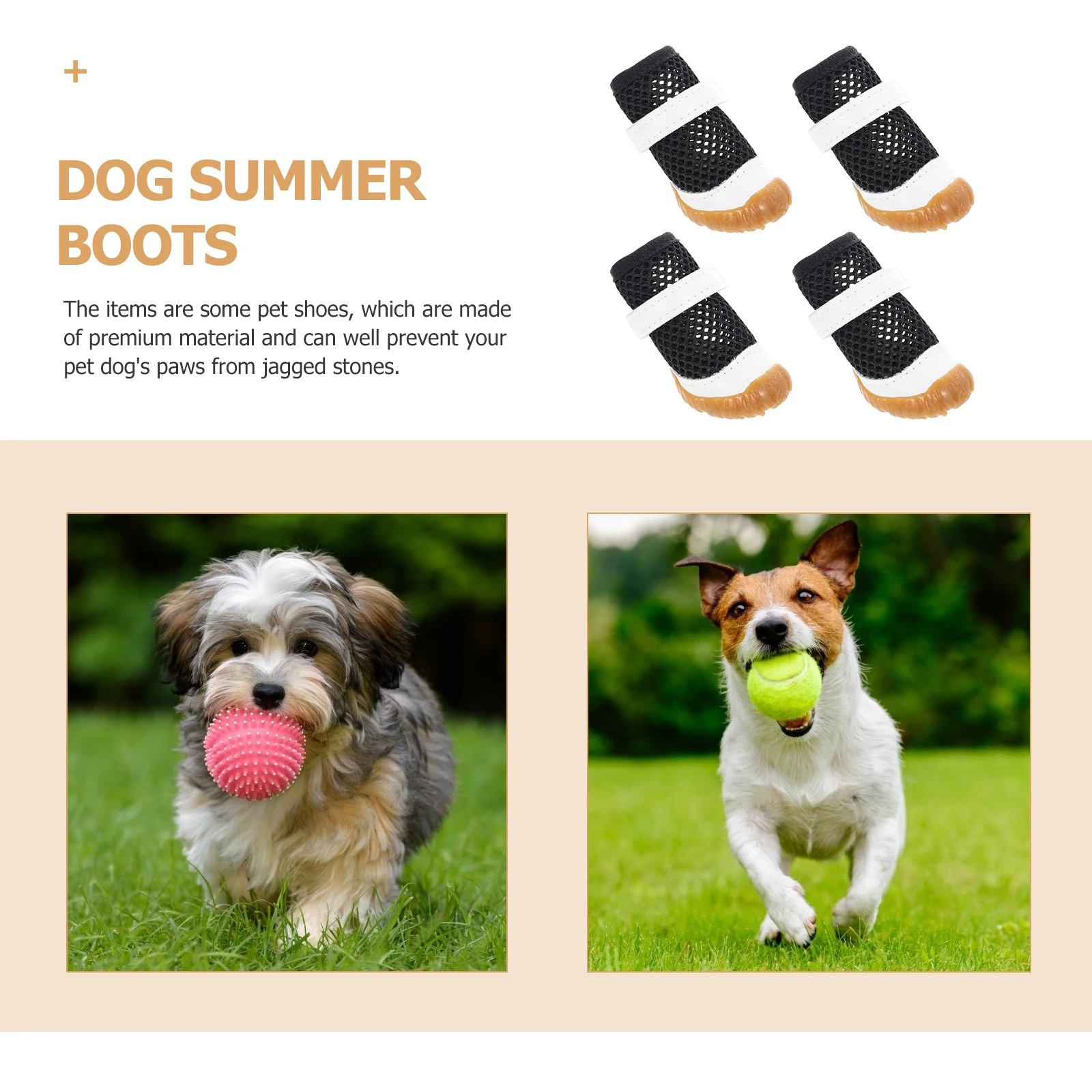 

4pcs Pet Breathable Shoes Dog Summer Boots Mesh Sole Non-Slip Doggy Paw Protector for Small Dogs PVC Indoor Outdoor Use Sticky