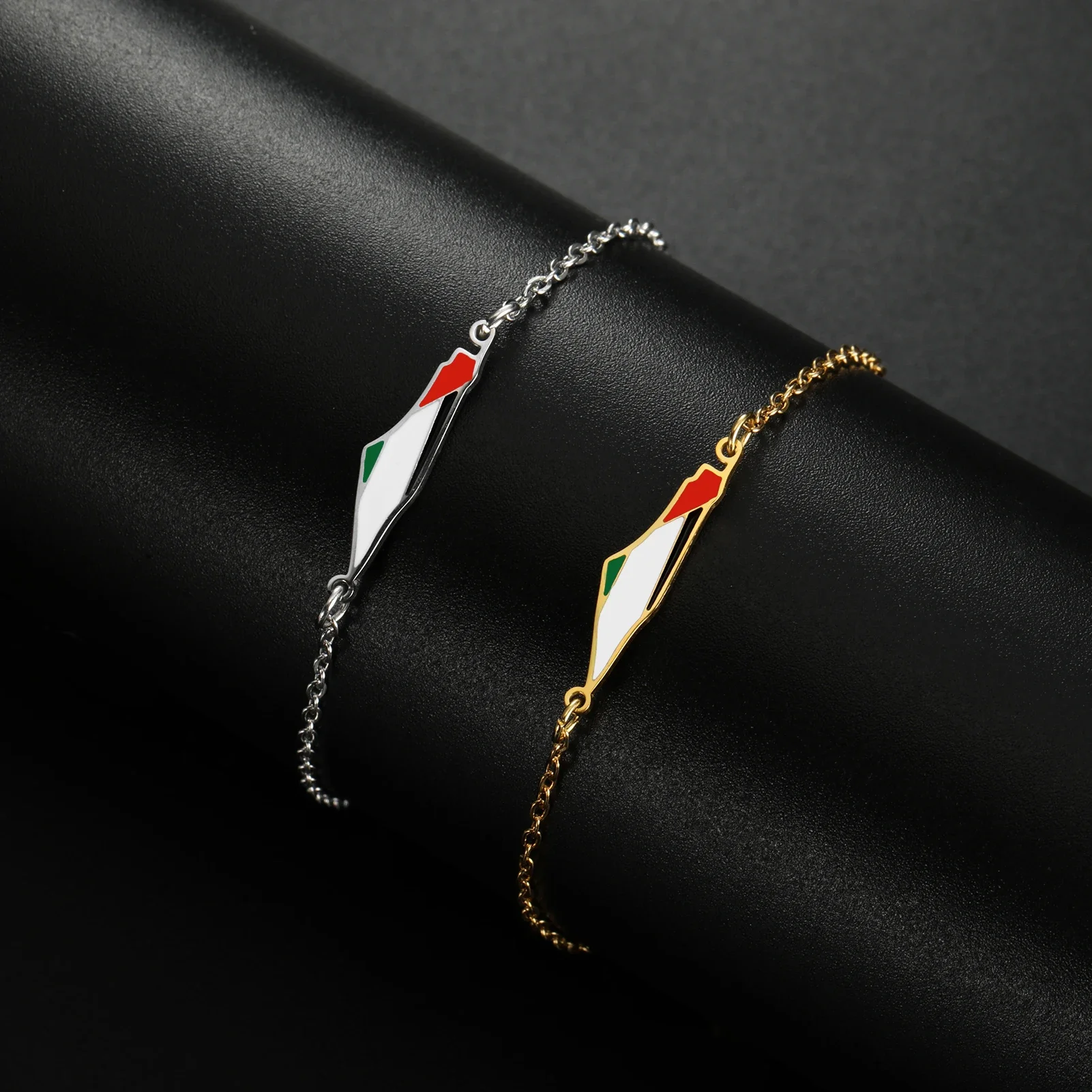 Cazador Palestine Map Double Layers Beads Chain Bracelets for Women Stainless Steel Jewelry Charm Bracelet Gift 2024 Wholesale