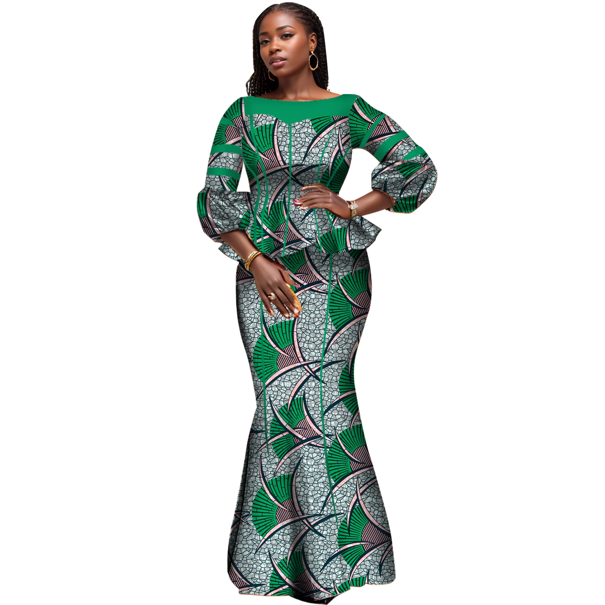 African Women Skirt Set Dashiki Hight Quarlity Cotton Crop Top and Skirt African Clothing Good Sewing Women Suits WY3710
