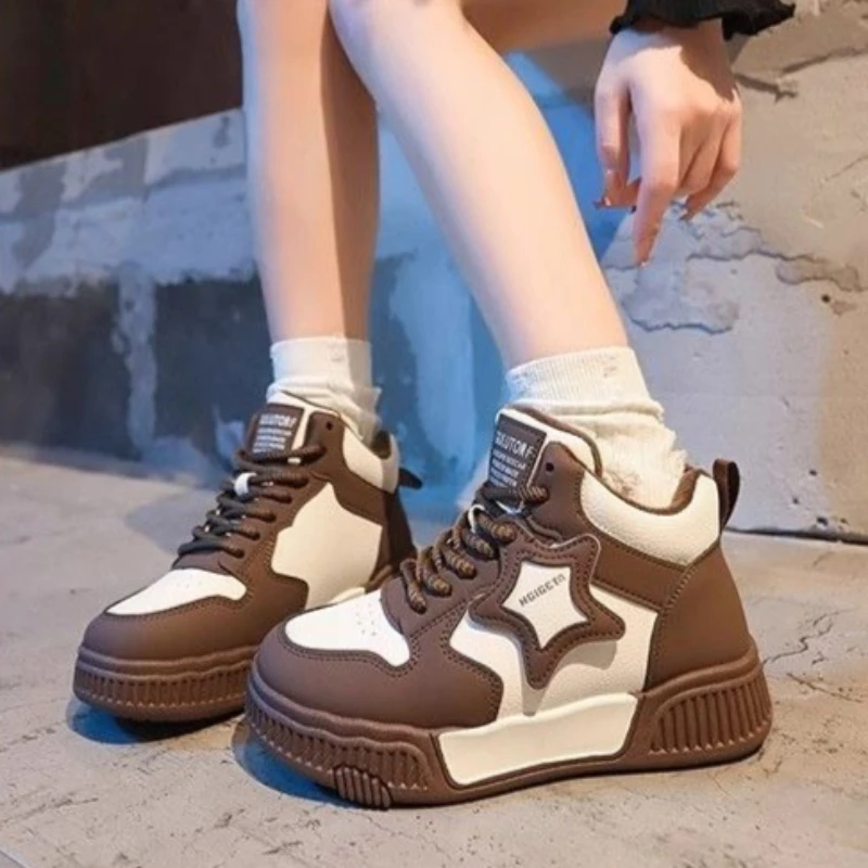 2026 New Girl's High Top Autumn Winter Fashion Boots Fleece Lined Soft Sole Casual Trendy Kids Skate Shoes view 3