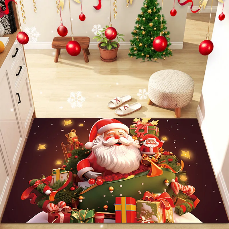 Cross border cartoon Christmas decoration carpet Christmas holiday printing doormat, absorbent and non slip doormat