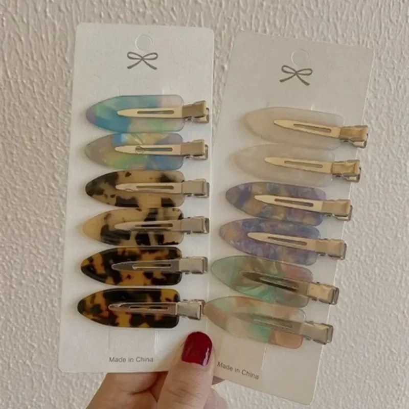 

2/4pcs Simple Sakura Pink Seamless Hair Clip Women Acetate Sheet No Bend Bangs Clip Duckbill Clip Hairpins Hair Styling Tool