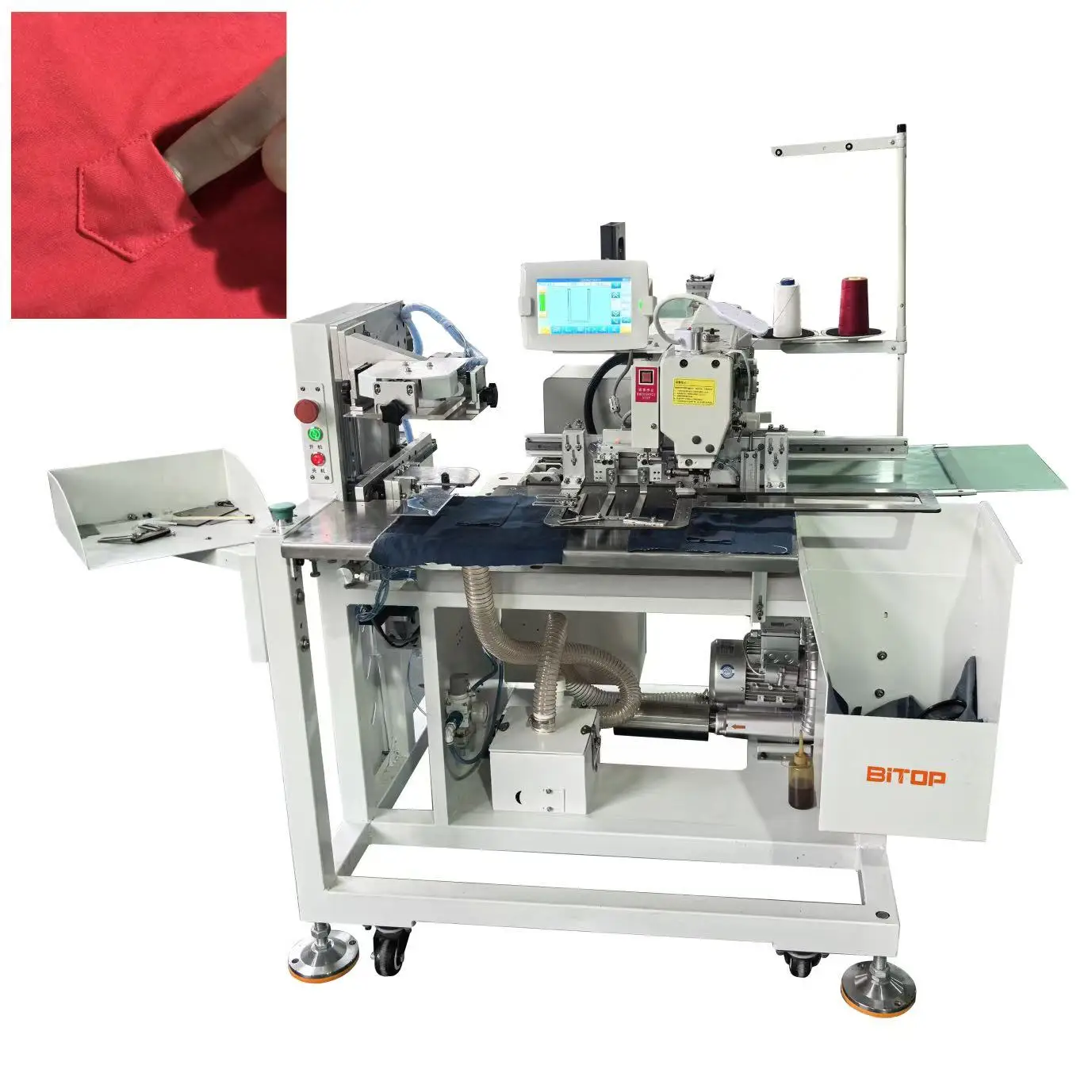 BT-1015TD  Automatic Small Coin Pocket Setter Attaching Programmable Flat-Bed Metal Single Needle Lock Stitch Motor Core