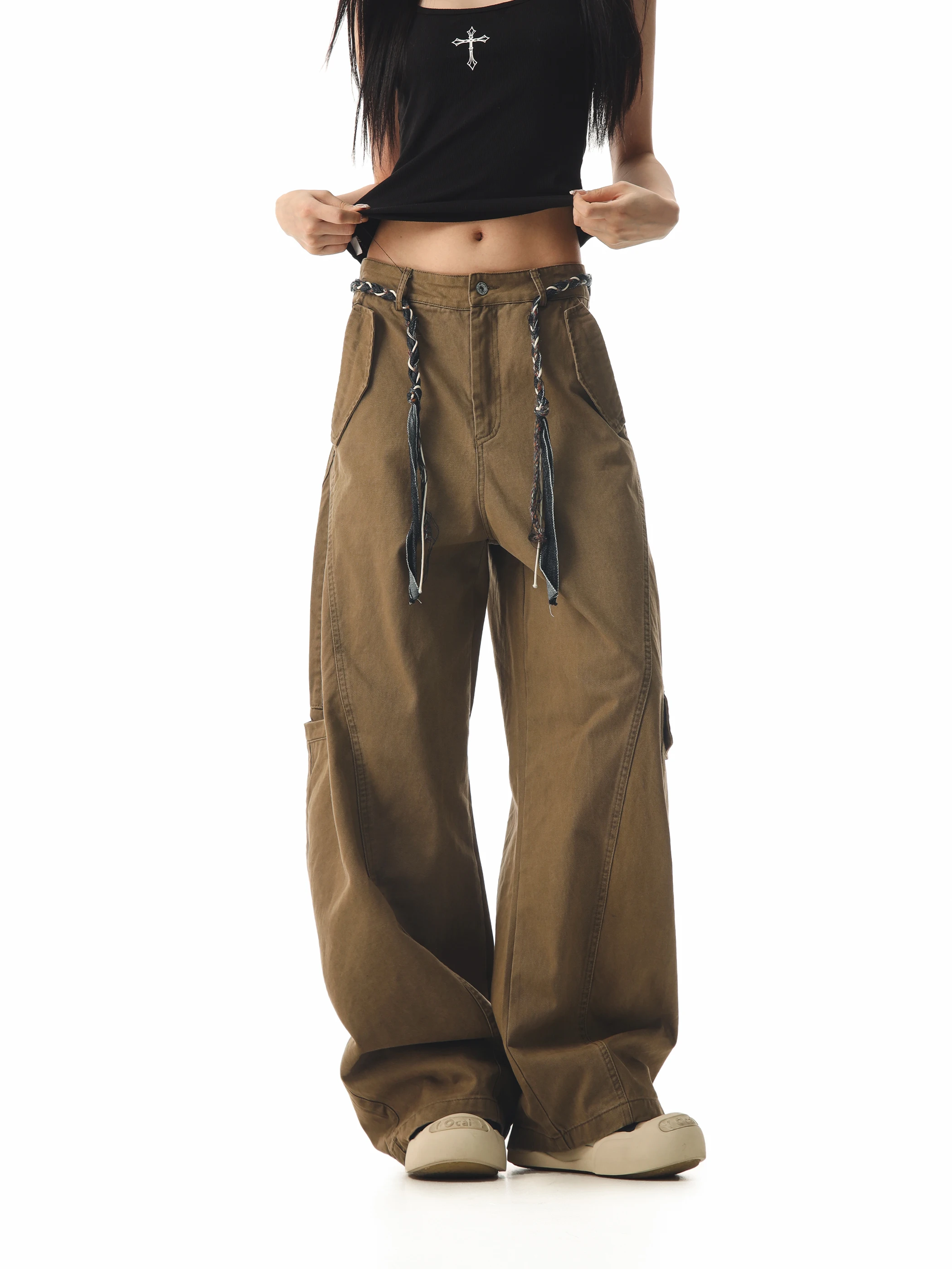 

Женские брюки в стиле американского ретро, широкие, повседневные, универсальные, длинные, в стиле «пивной капитана», для работы и отдыха