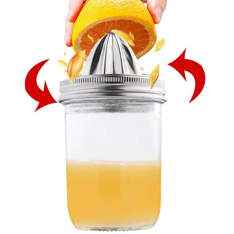 Exprimidor de limón Manual portátil, exprimidor de frutas de naranja de acero inoxidable, práctico escariador con mango de cítricos frescos para tarros de conservas