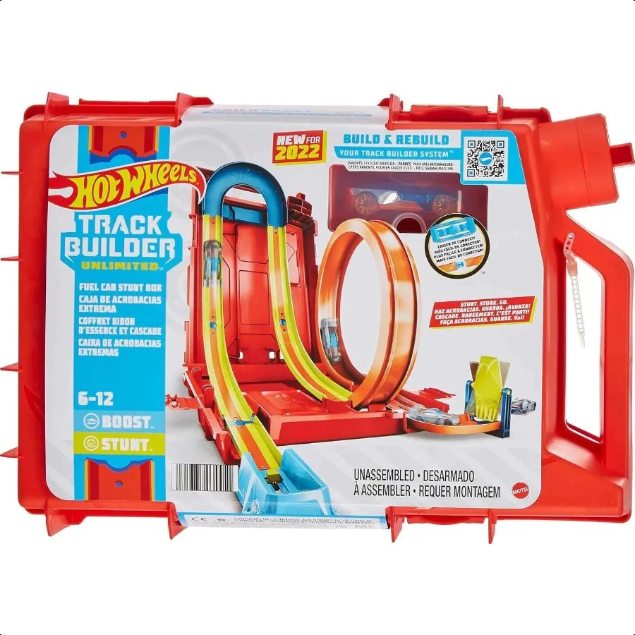 

Toy Car Set Track Builder Unlimited Playset Fuel Can Stunt Box 14 Component Parts 1:64 Scale Vehicle