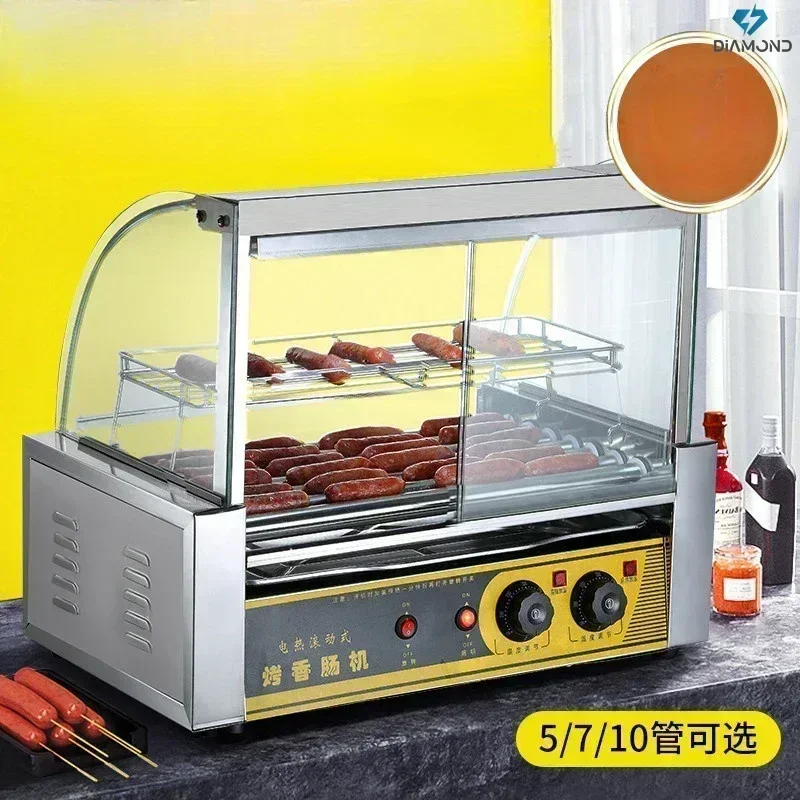 

Commercial Hot Dog Machine - Small Automatic Sausage Roaster, Desktop Mini. hot dog cart