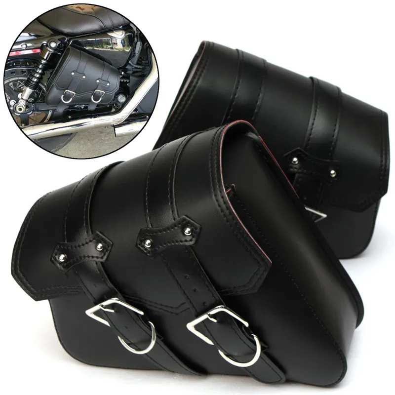 Universal Motorcycle PU Leather Left/Right Side Tool Pouch Bag Luggage Saddle Bag Pouch For Honda/Yamaha/Suzuki