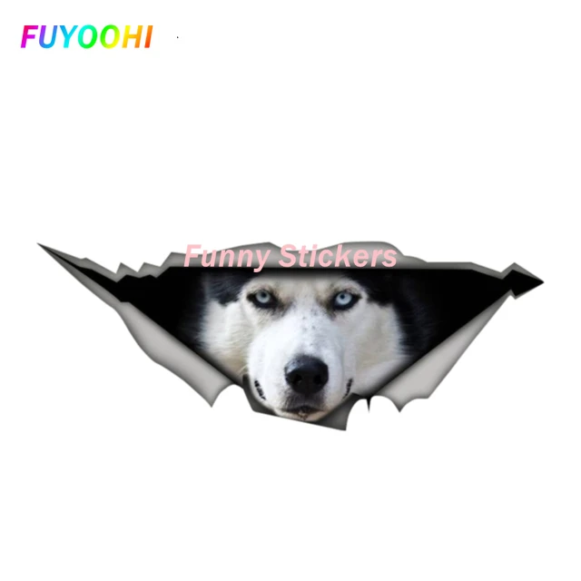 13cm*9cm Creative 3D Siberian Husky Waterproof Car Sticker JDM Reflective Car Decor Vinyl Auto Motorcycle Stickers