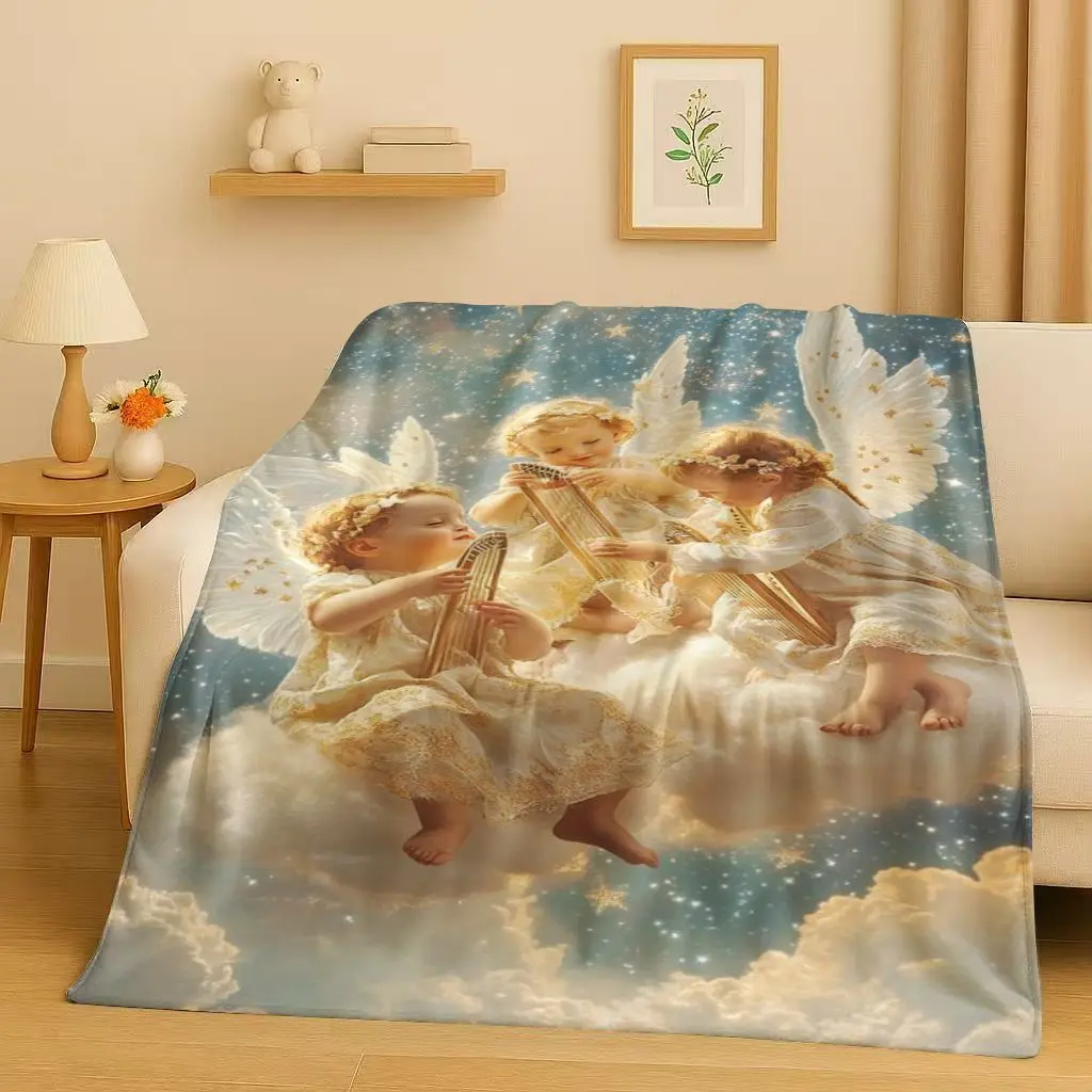 

HD Luxurious Balote Angel Cupid Cartoon Flannel Blanket,Ultra Soft Warm Plush Throw for Home Bedroom Bed Sofa Cover Office Gift