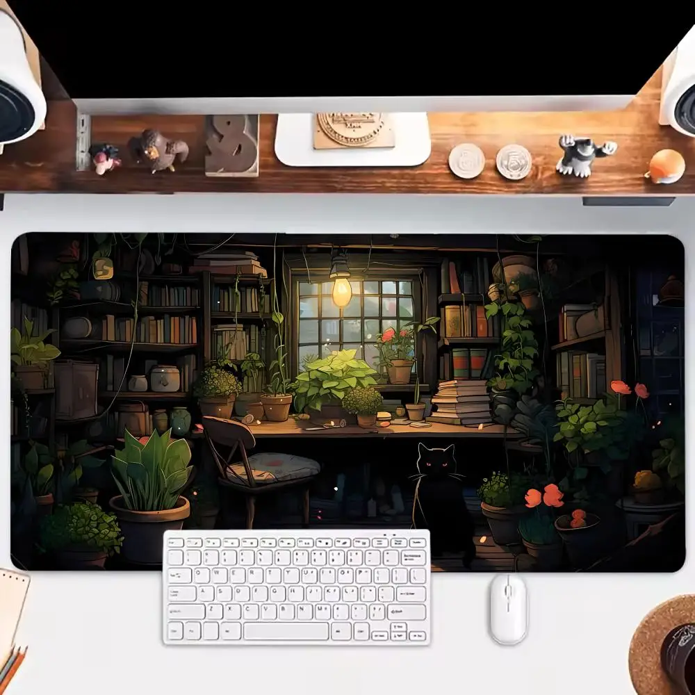 

Коврик для мыши Green Plant Study Room, большие игровые коврики для мыши, нескользящий коврик для ноутбука, планшета, удлиненные коврики для ПК, коврик для мыши XXL Playmat