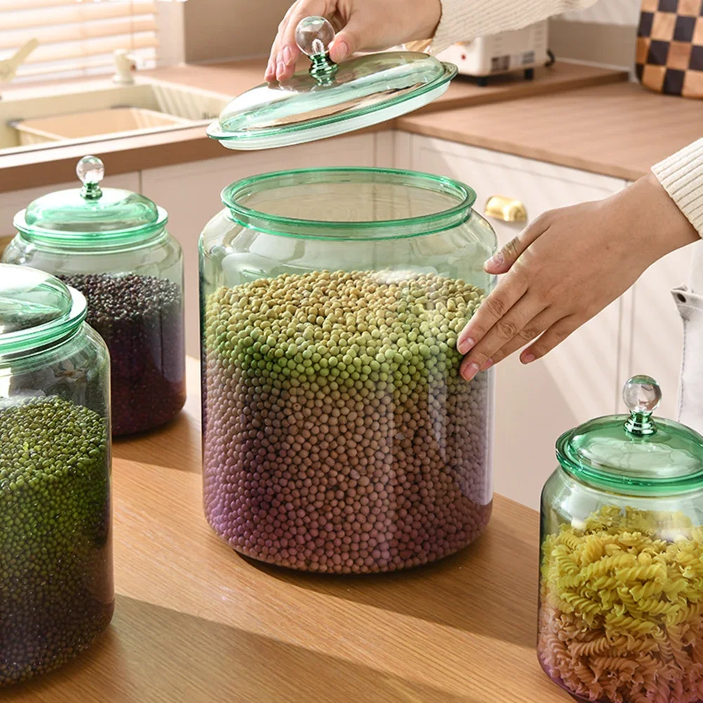 Kitchen Container Airtight Glass Jar Kitchen Counter Dust-proof Storage Thick Glass Construction For Dried Goods