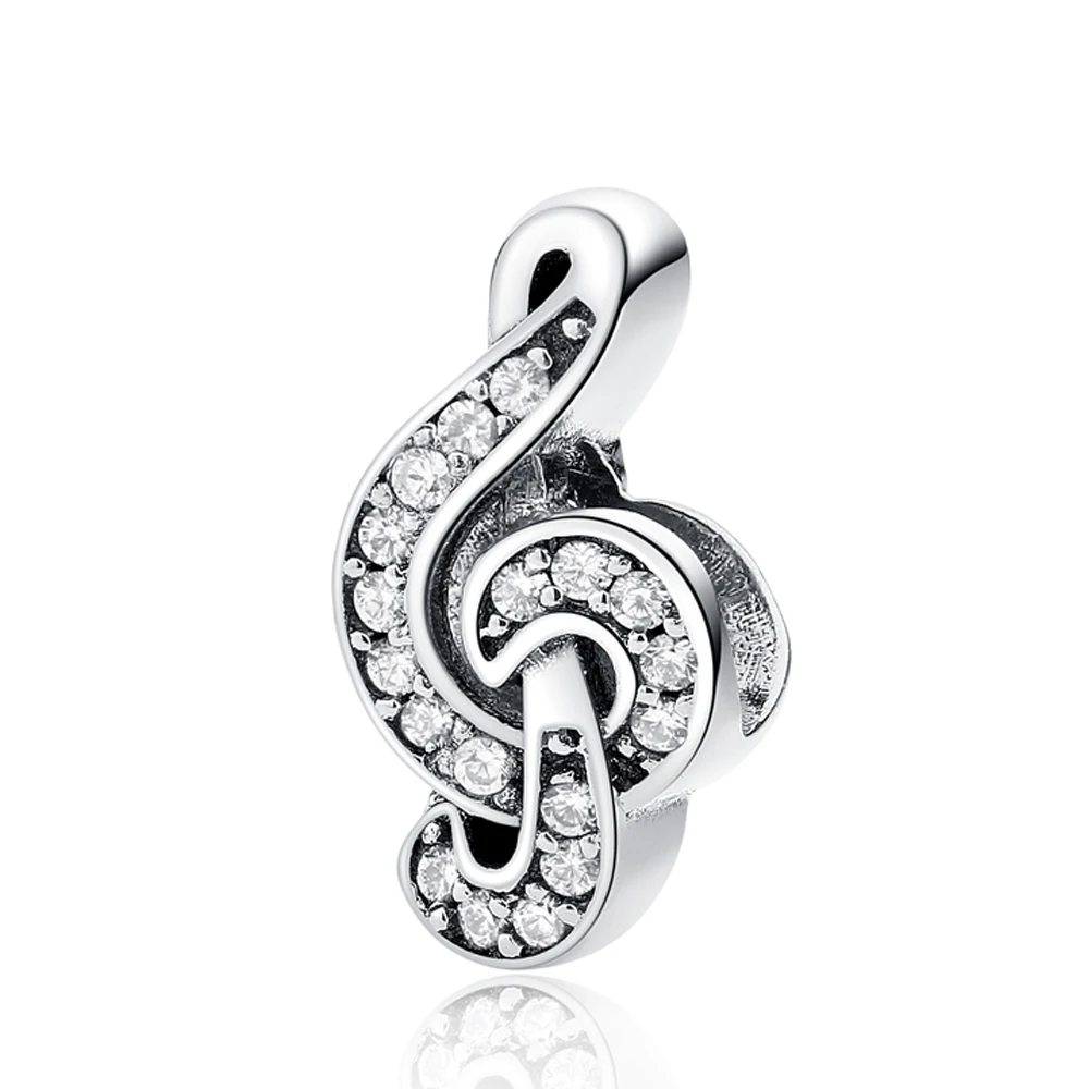 New  Silver Color  Beads Charm Earphone Piano Tape Pendant Charm Paving Zircon Suitable For Bracelet Female