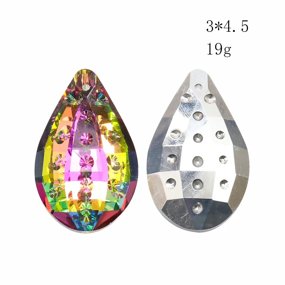 Bright Colorful Water Drop Diamond Glass Art Crystal Faceted Engraving Crystal Pendants for Chandeliers Rainbow Maker Decoration