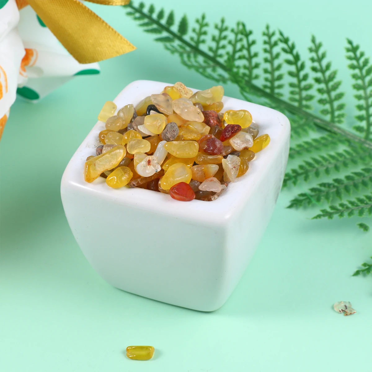 

Irregular Yellow Agate Gravel Colorful Flowerpot Chips Stone Aquarium Decorations
