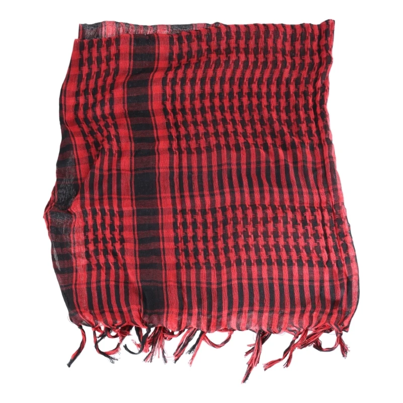 Checked Headwrap Shemagh Scarf for Muslims Arab Keffiyeh Headscarf for Arabian Dubai Military Tactics Neck Wrap Scarf