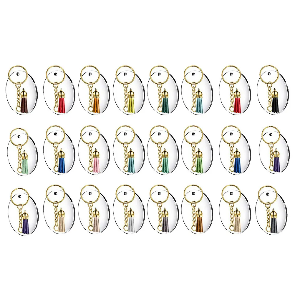 

96pcs Chain Set Round Acrylic Tassels Durable Smooth Small DIY Diy Keychain Parts Supplies Jewelry Crafts